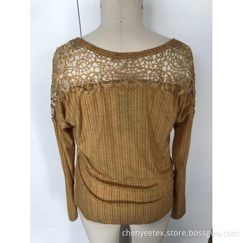 V-neck long sleeve stitched back and forth